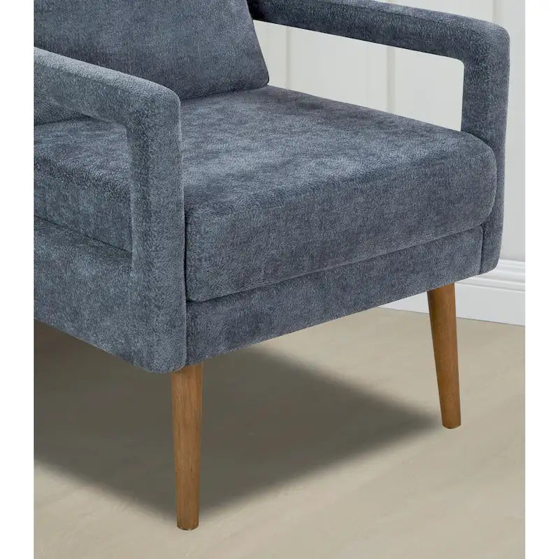 Soft Cushion Blue Chenille Upholstered Armchair - 25.98" Height - image 13
