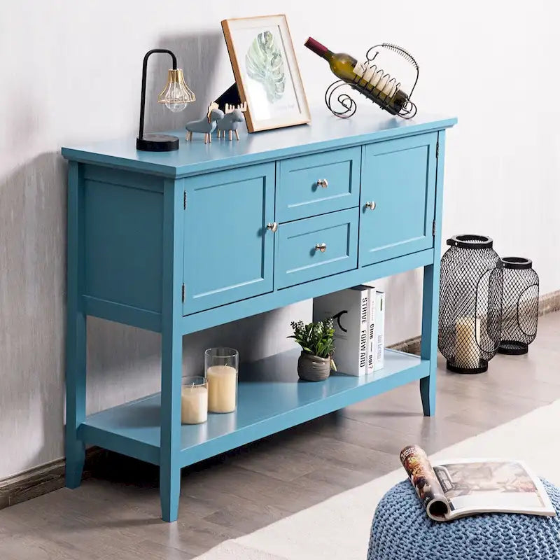 Modern Wooden Sideboard Buffet Cabinet with Drawers & Open Shelf - image 21
