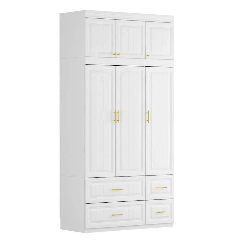 Modern Wardrobe Armoire with Hanging Rod Shelves and Drawers - image 7