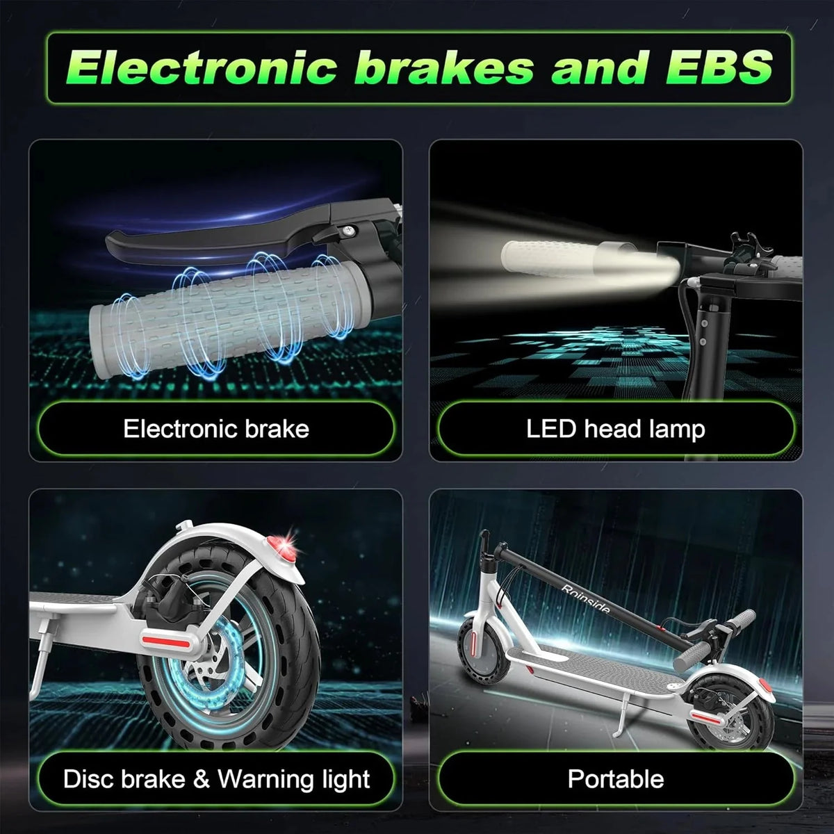 Electric Scooter - 8.5" Solid Tires, 350W Motor, Up to 19 MPH and 21-23 Miles Long-Range Portable Foldable Commuting Scooter for Adults with Double Braking System and App - image 15