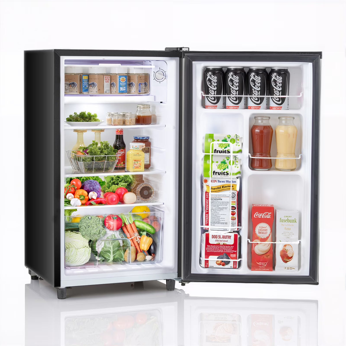 Upgraded Mini Fridge with Freezer, Compact Single Door, 3.2 Cu.Ft , Adjustable Thermostat, Low Noise, Perfect for Bedroom, Dorm, Office, 17.5" D x 17.7" W x 31.5" H, Black - image 3