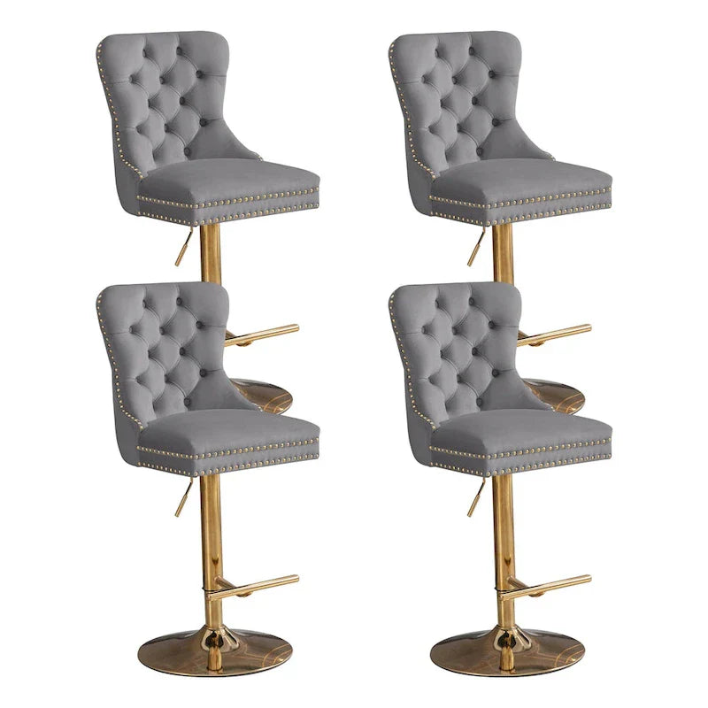 Contemporary Adjustable Thick Upholstered Swivel Counter Bar Stools - image 13