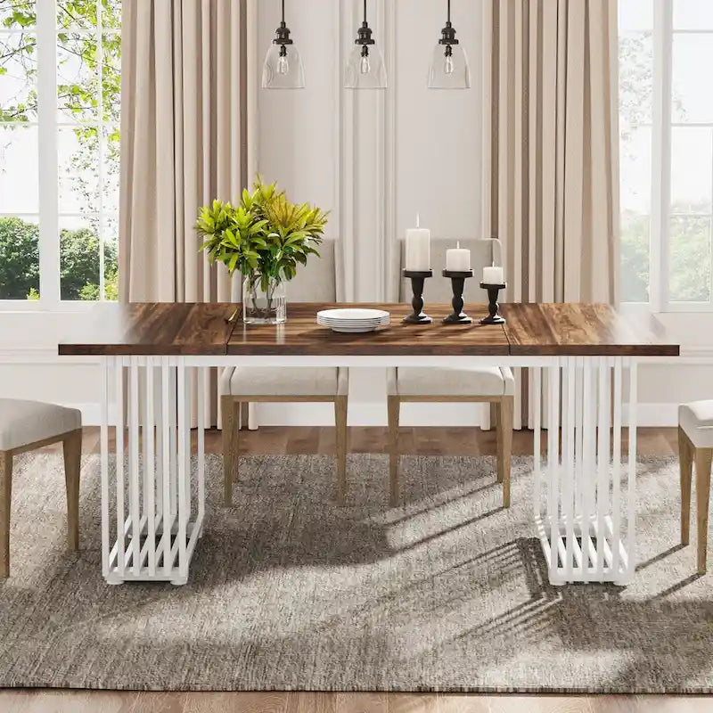 Contemporary 70.8-Inch White Dining Table for 6-8 Guests - image 15