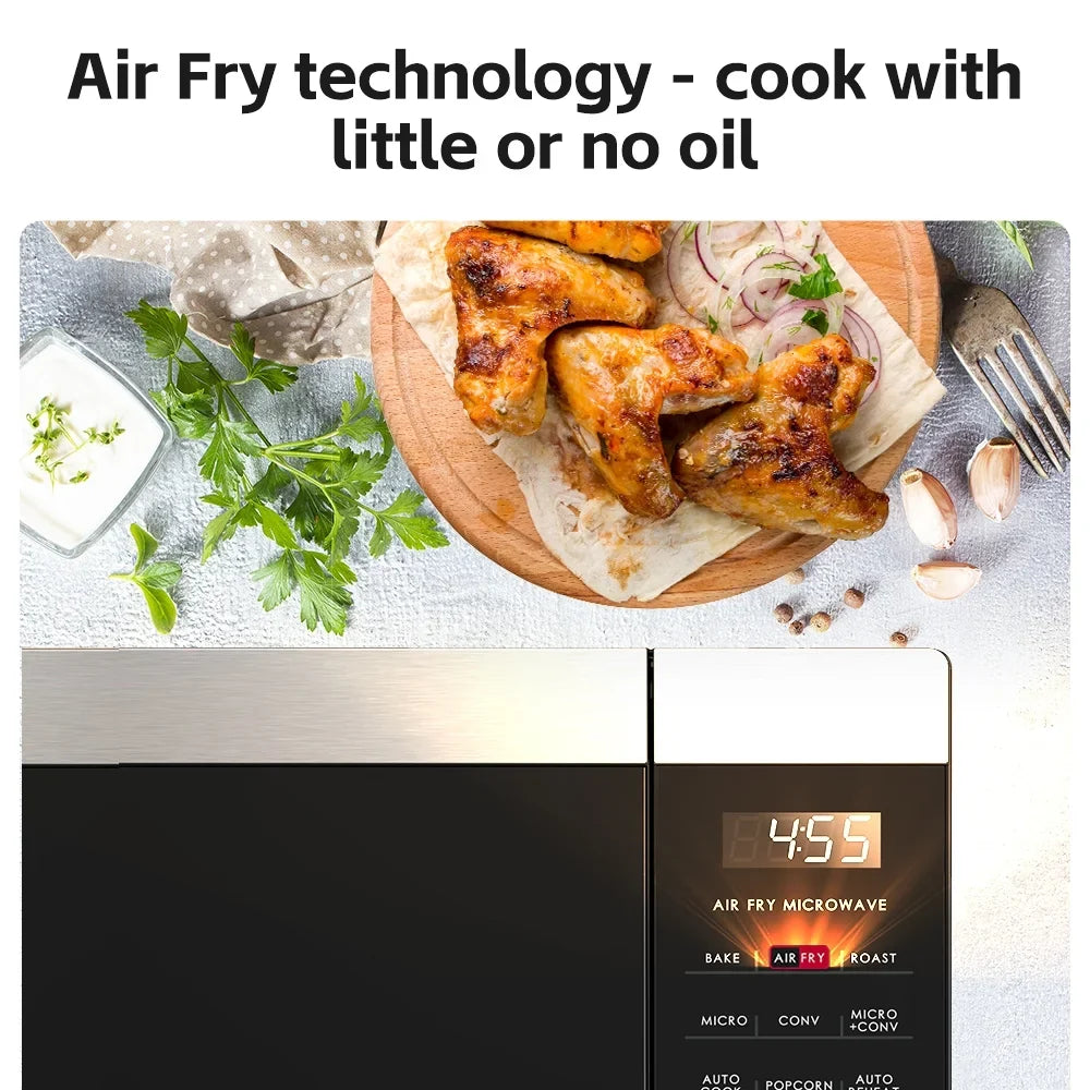 Galanz 0.9 Cu ft Air Fry Countertop Microwave, 900 Watts, Stainless Steel, New - image 8