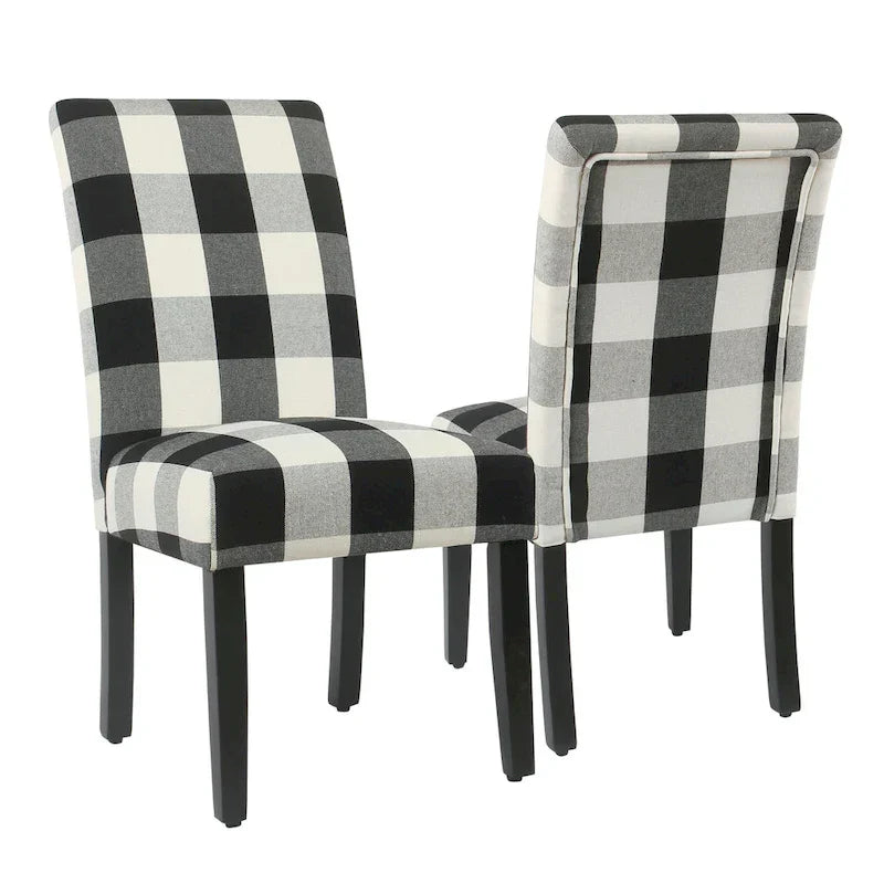 Set of 2 HomePop Black Plaid Parsons Dining Chairs - image 12