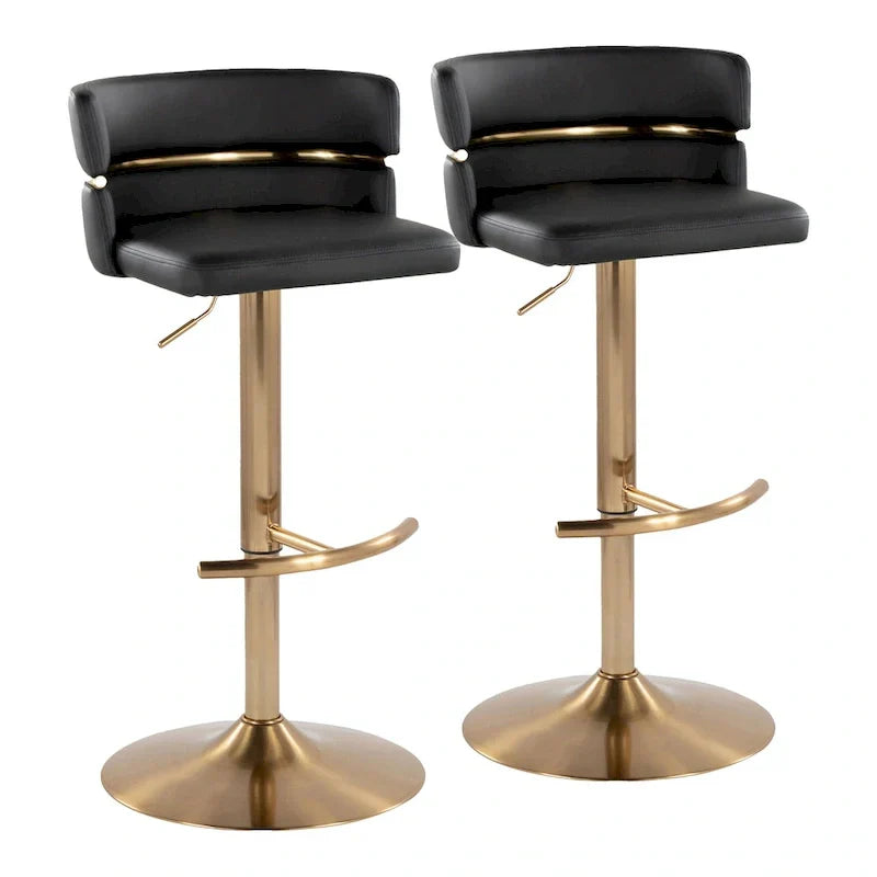 Set of 2 Silver Orchid Lena Adjustable Bar Stools with Rounded T Footrest - image 7
