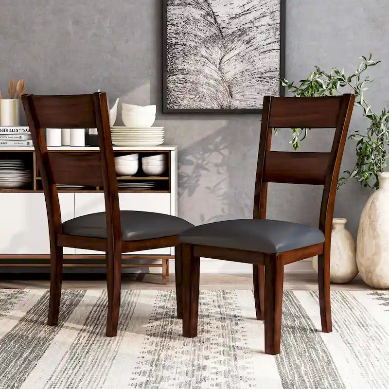 Set of 2 Paur Farmhouse Brown Wooden Dining Chairs by Furniture of America - image 1