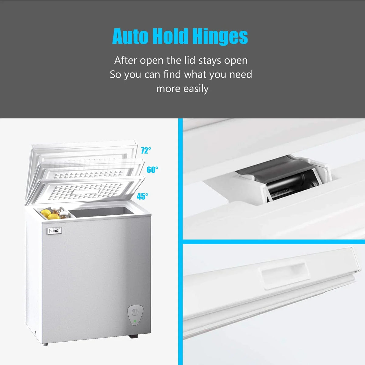 5.0 Cubic Chest Freezer - Compact Deep Freezer with Top Open Door and Removable Storage Basket, 7 Gears Temperature Control, Energy Saving - image 6