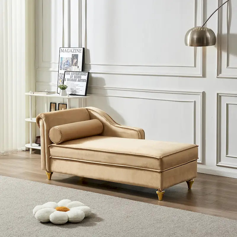 Contemporary Velvet Chaise Lounge Chair with Storage - image 1