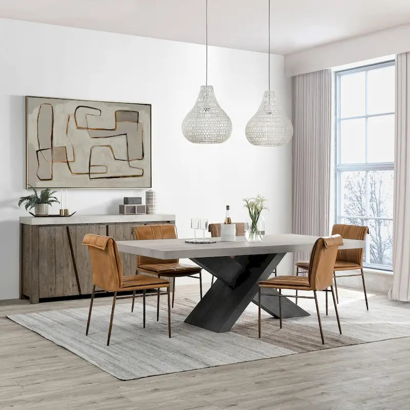 Modern Dining Table with Concrete Top and X Shape Base - image 4