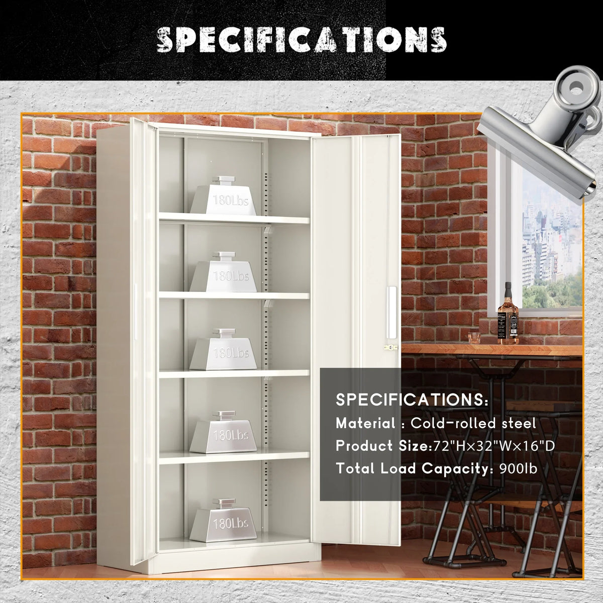 SOLAURA 71" Metal Garage Storage Cabinet with Locking Doors and Adjustable Shelves for Home, Office(Black) - image 50