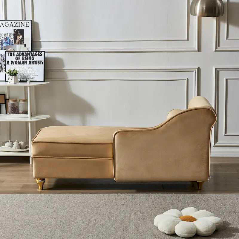 Contemporary Velvet Chaise Lounge Chair with Storage - image 8
