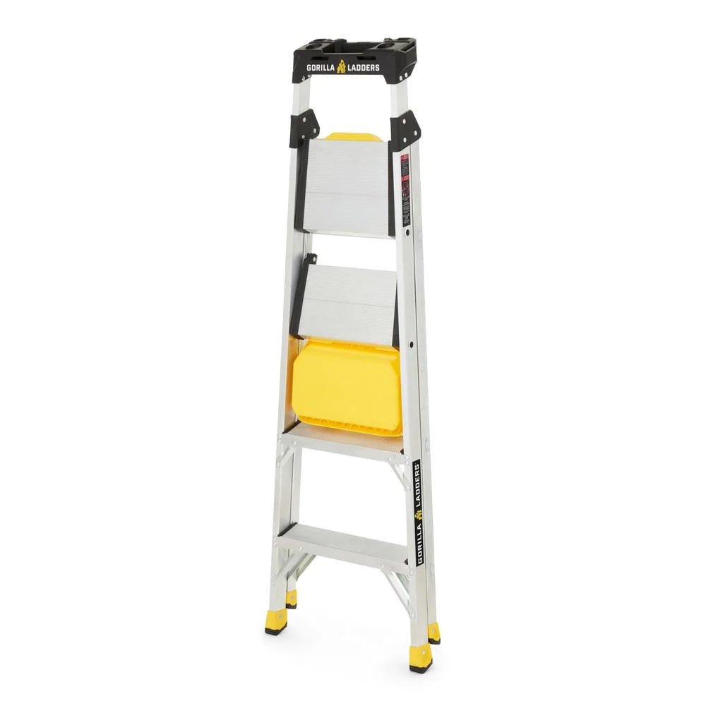 Gorilla Ladders Removable Dual Platform Heavy Duty Ladder with Project Bucket, 5.5 Ft, Aluminum, Multicolor - image 4