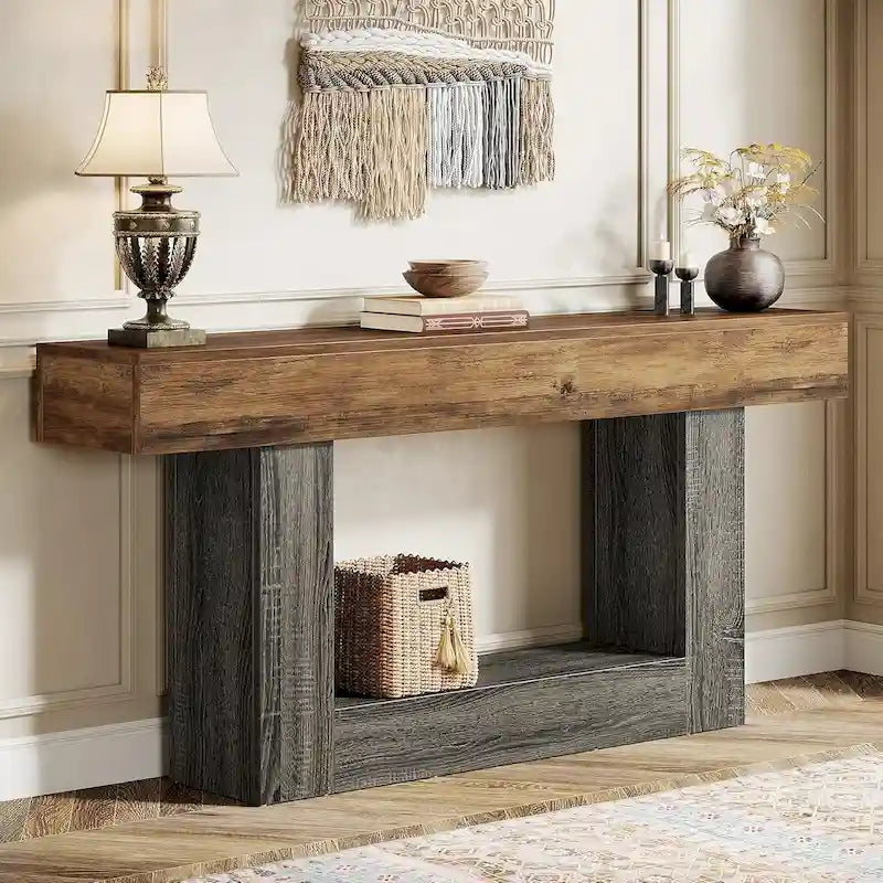Rustic 2-Tier Entryway Table for Living Room, Hallway, and Foyer - image 2