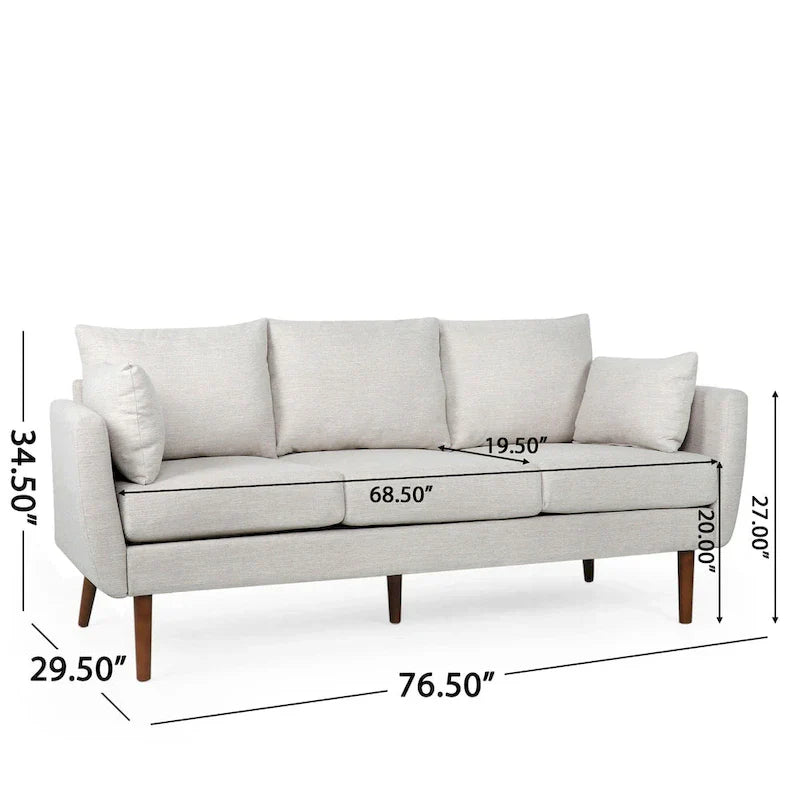 Contemporary 76.5-Inch 3-Seater Sofa with Birchwood Legs and Cushions - image 15