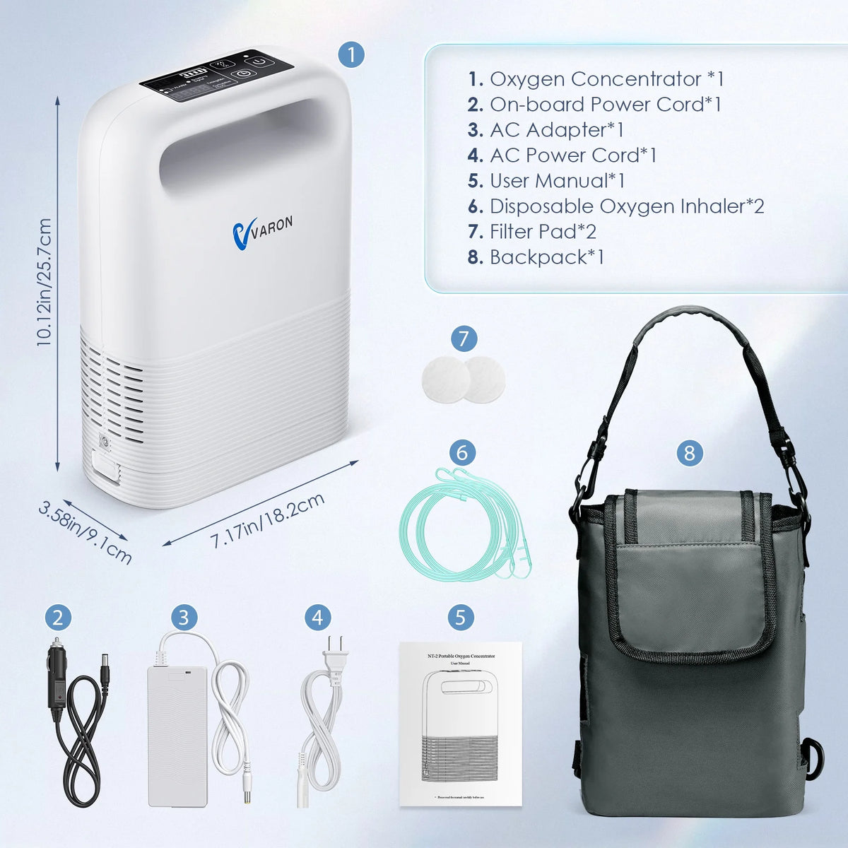 BESRTWE 1-6Levels Oxygen Tube Machine for Home Use, Portable Travel use Bag, 93%,pulso-Flujo, 4.85lbs, ac/dc recharged battery - image 5
