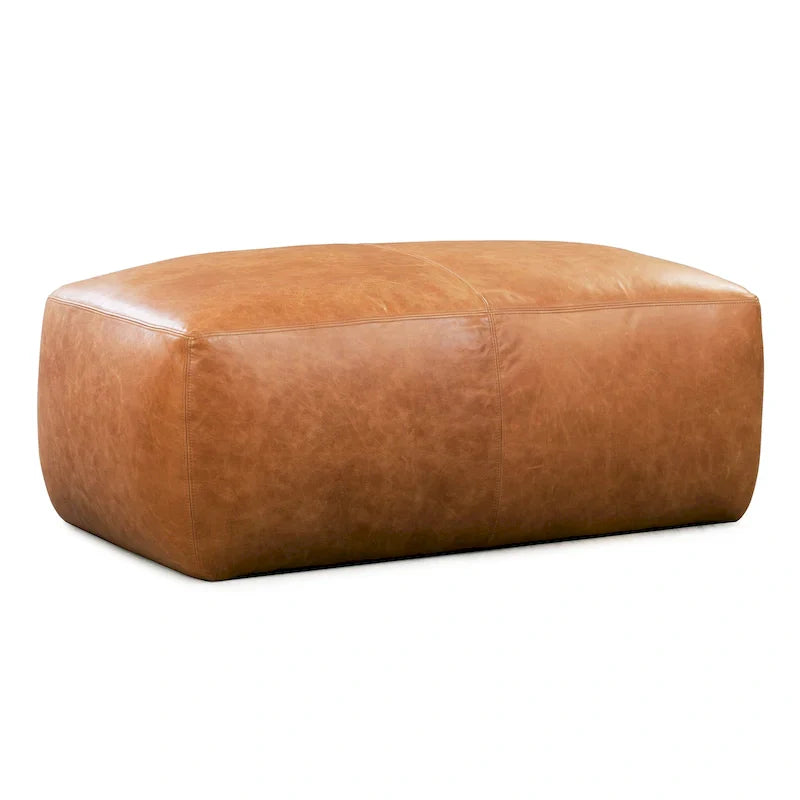 Poly & Bark Denver Leather Ottoman - Authentic Full Grain Italian Leather - image 2