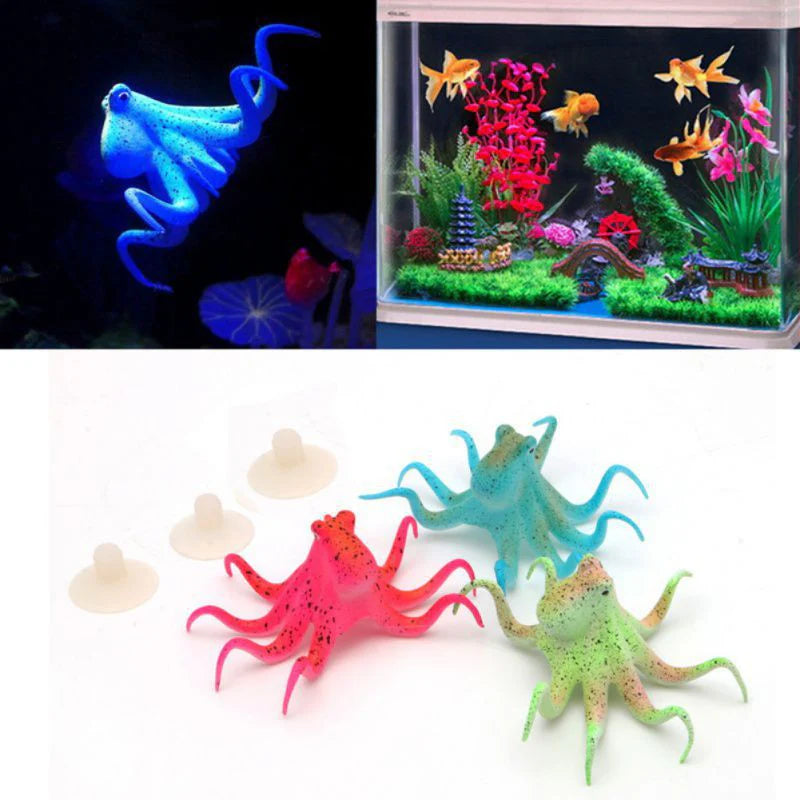 Glow Simulation Squid Aquarium Decoration – Silicone Luminous Fish Tank - image 4