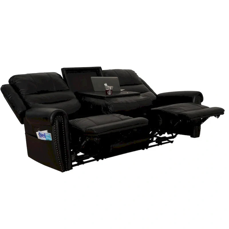 Authentic Leather Black Power Recliner Sofa Set: Loveseat and Recliner with Adjustable Headrest and Extendable Footrest - image 22