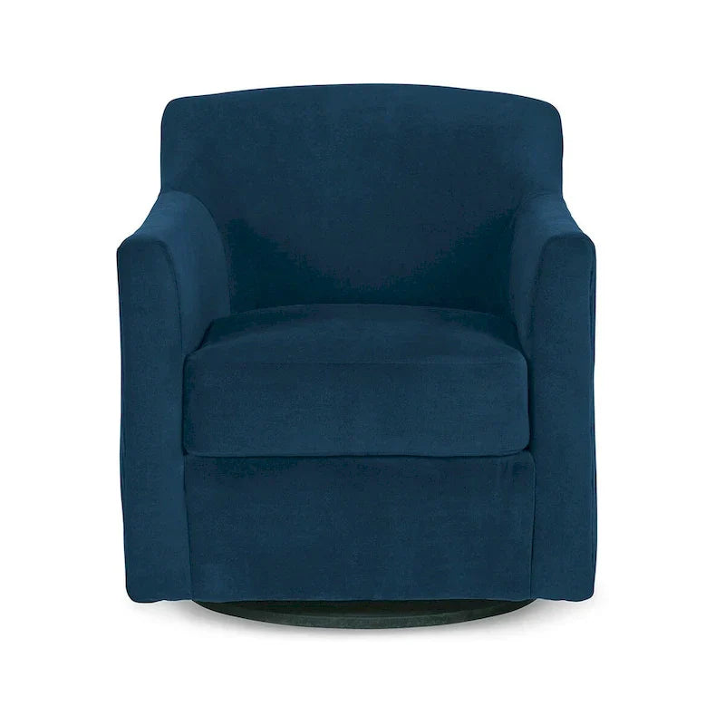 Leena Blue Velvet Swivel Accent Chair with Shelter Style Arms and Black Wood Base - image 2