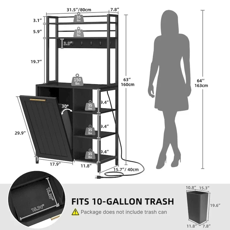Moasis 6-Tier Kitchen Baker's Rack with Storage Shelves and Trash Can Cabinet Organizer - image 18