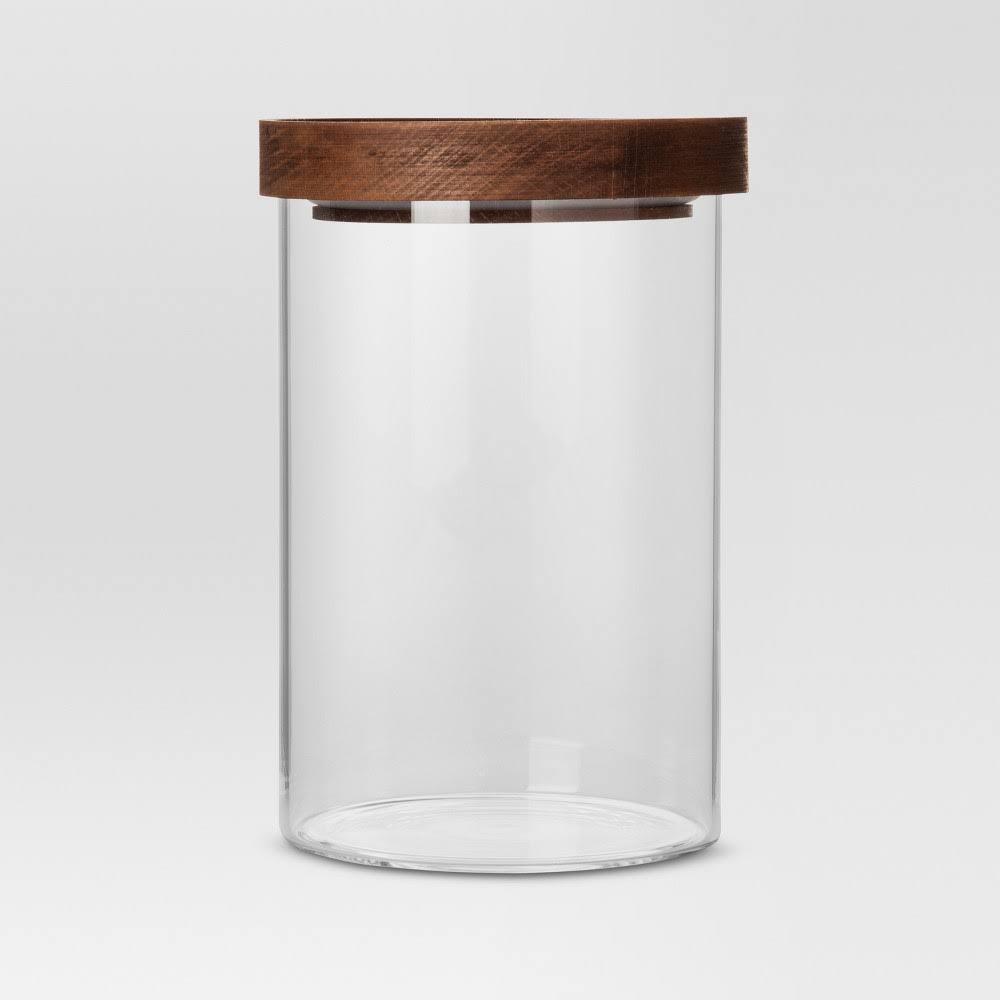 Threshold Glass Storage Canister with Wood Lid, M - image 1