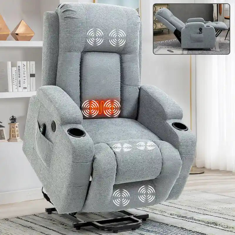 Lazy Boy Power Lift Recliner Chair, Modern Single Motor Massage Sofa Chair with Lumbar Heating, USB Charging Port, Cup Holders - image 34