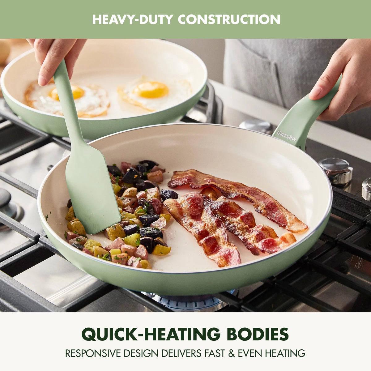 GreenPan Essence 17-Piece Ceramic Nonstick Cookware -C Toxin-Free, Dishwasher & Oven Safe, Green - image 2