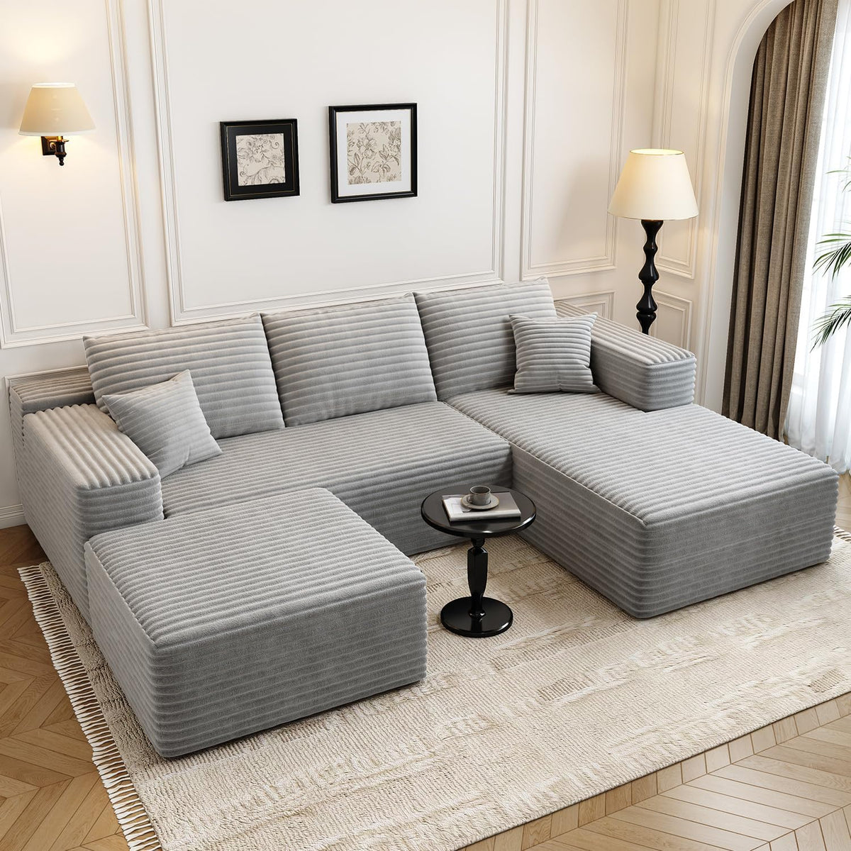 107.5" Cloud Modular Sectional Sofa Couch with L-Shape Chaise,Modern Minimalist Upholstered Couches for Living Room Bedroom,Deep Seat Corner Couch .No Assembly Required (Black,Left Facing Chaise) - image 38