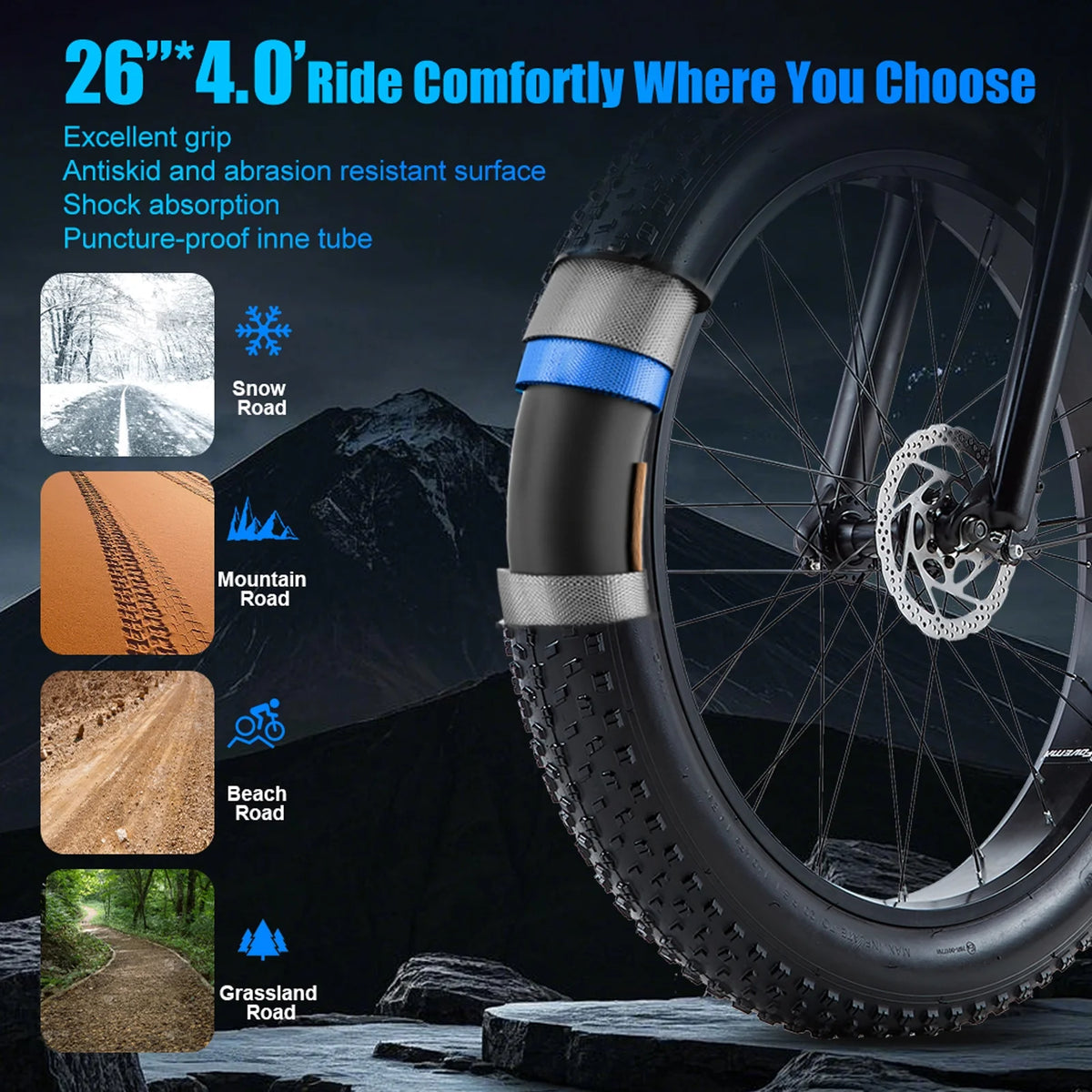 Electric Bike for Adults 26'', 1000W E - Mountain Bike 48V 30/20ah UL2849 Removable Battery, Fat Tire Ebike up to - image 18