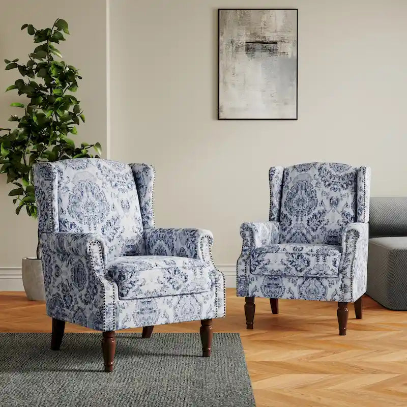 Pair of Stylish Upholstered Accent Chairs with Patterns for Living Room - image 2