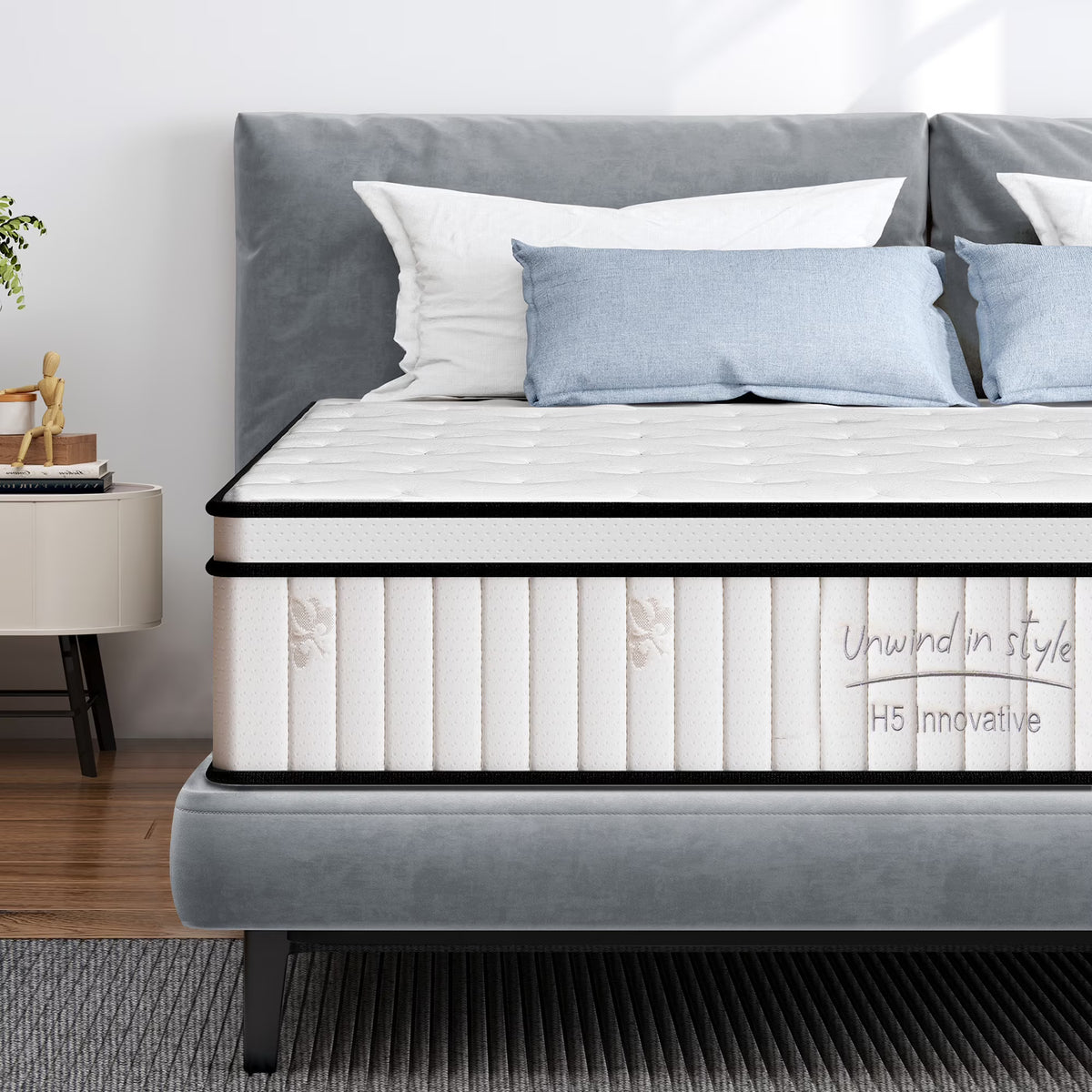 Queen Mattress, PAPROOS 12 Inch Hybrid Mattress in a Box, Individual Pocket Spring Mattress with Full Support, Cool Queen Size Mattress with Breathable Knitted Fabric, Medium Firm, CertiPUR-US, White - image 2