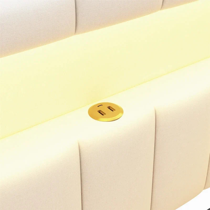 Upholstered Platform Bed with USB Ports & LED Lighting - Full/Twin Size Bed Frame with 2 Storage Drawers - Modern Bedroom - image 29