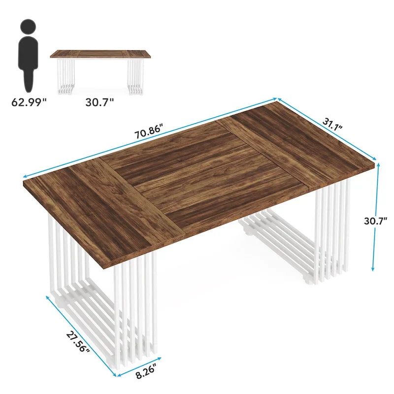 Contemporary 70.8-Inch White Dining Table for 6-8 Guests - image 14