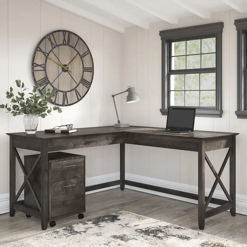 Bush Furniture Key West 60-Inch L-Shaped Desk with Rolling File Cabinet - image 10