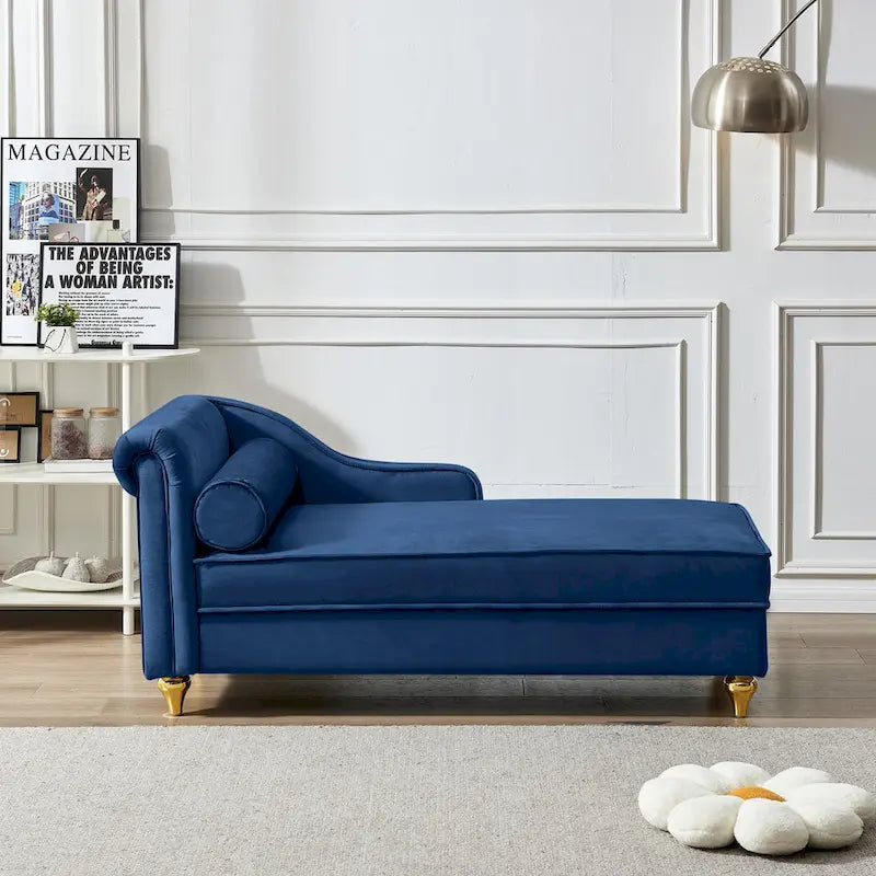 Contemporary Velvet Chaise Lounge Chair with Storage - image 19