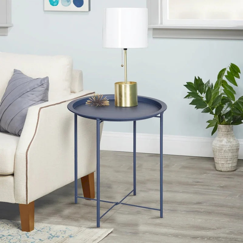 Javlergo Set of 2 Folding Round Steel TV Tray Tables - Compact Side Tables, No Assembly Needed - Dimensions: 18.5 x 18.5 x 19.7 in - image 18
