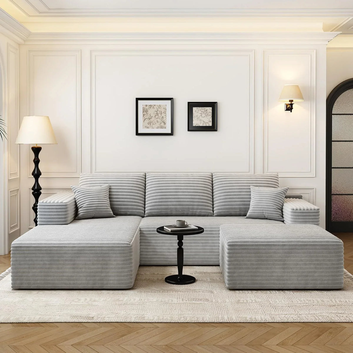 107.5" Cloud Modular Sectional Sofa Couch with L-Shape Chaise,Modern Minimalist Upholstered Couches for Living Room Bedroom,Deep Seat Corner Couch .No Assembly Required (Black,Left Facing Chaise) - image 96