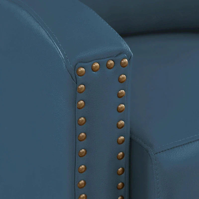 Authentic Leather Pushback Recliner with Adjustable Seat Back and Sturdy Wooden Legs - image 27