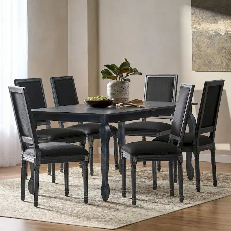 7-Piece French Country Dining Set with Butterfly Leaf Extension - image 1