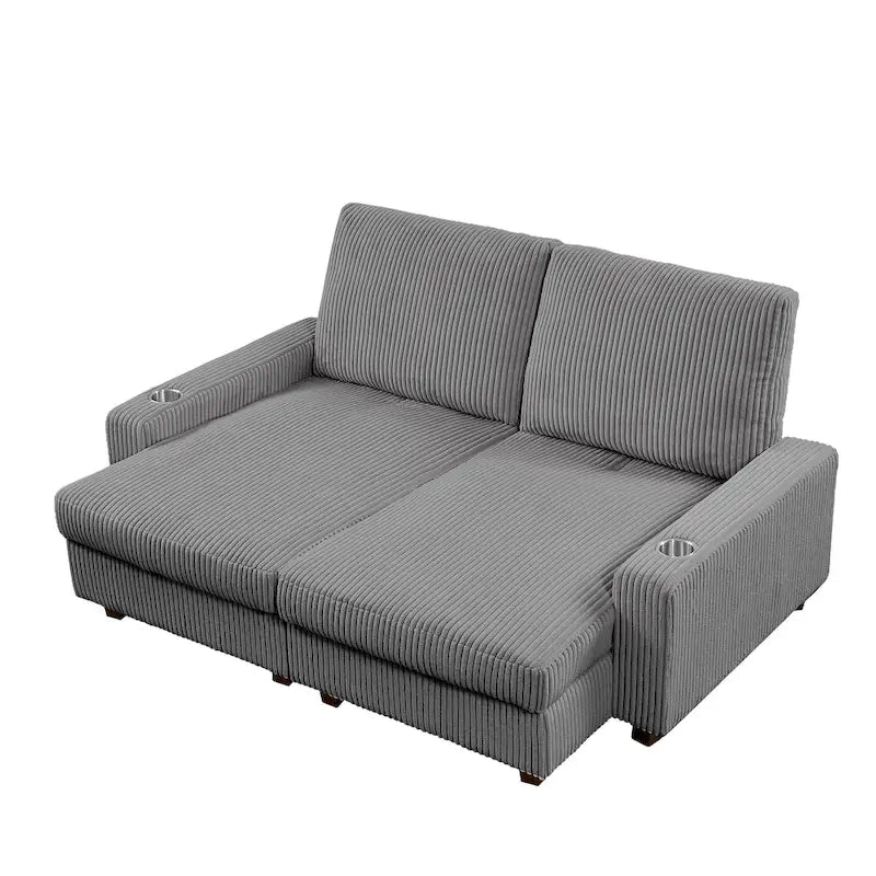 74-Inch Upholstered Chaise Lounge Loveseat with Adjustable Backrest - image 5