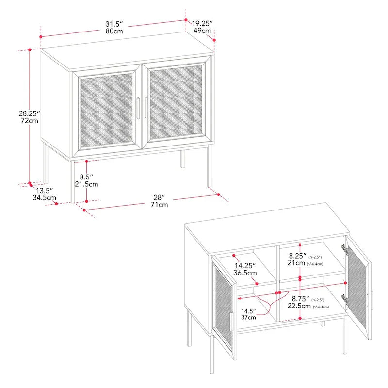 2-Door Rattan Storage Cabinet with Sideboard Design - image 5