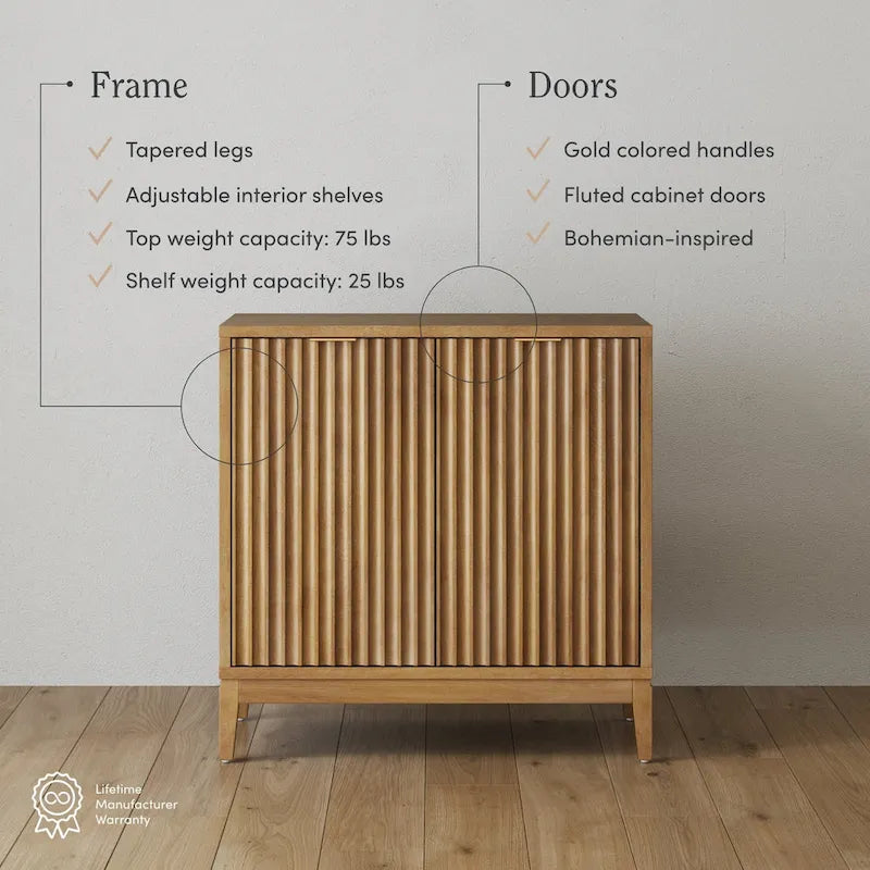 Jasper Contemporary Sideboard - Kitchen Storage Cabinet with Elegant Fluted Doors - image 12