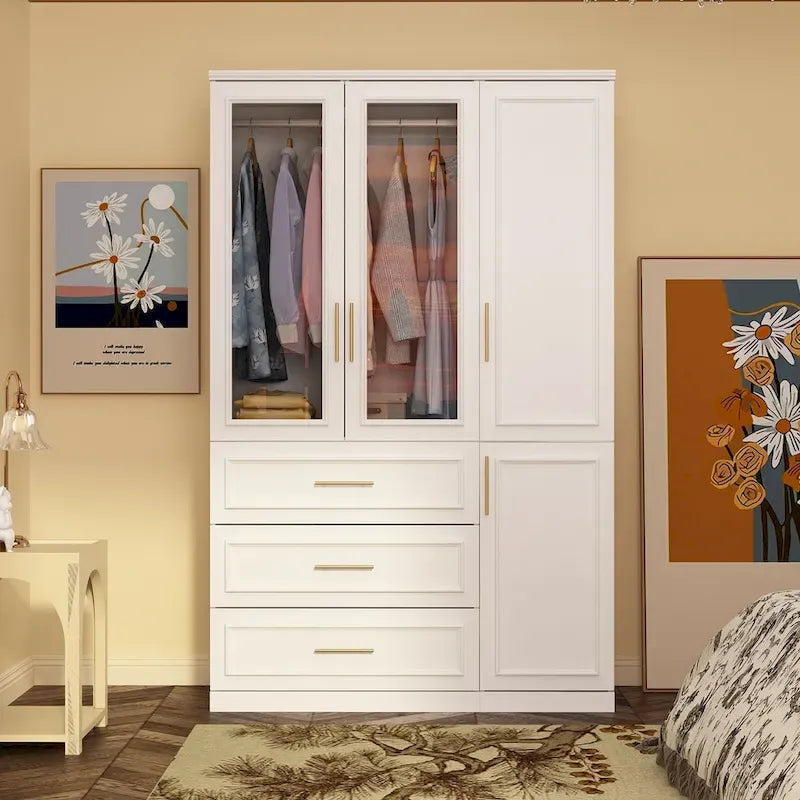 74.8-Inch Tall Large Modular Wardrobe Closet with Glass Doors - image 39