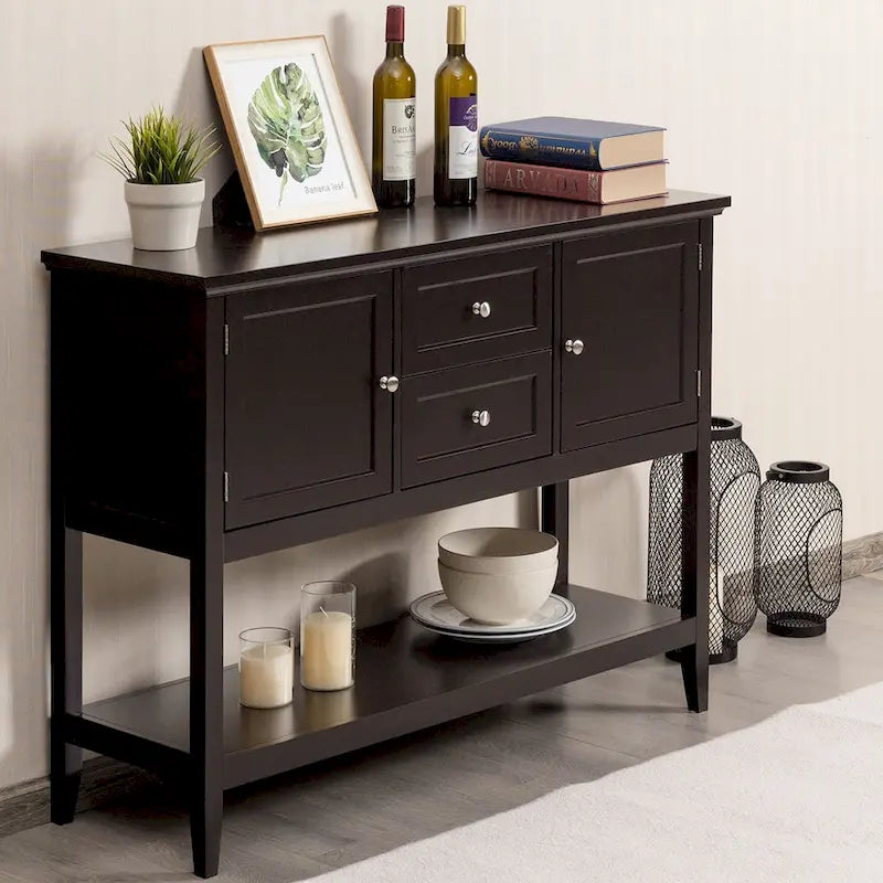 Modern Wooden Sideboard Buffet Cabinet with Drawers & Open Shelf - image 33
