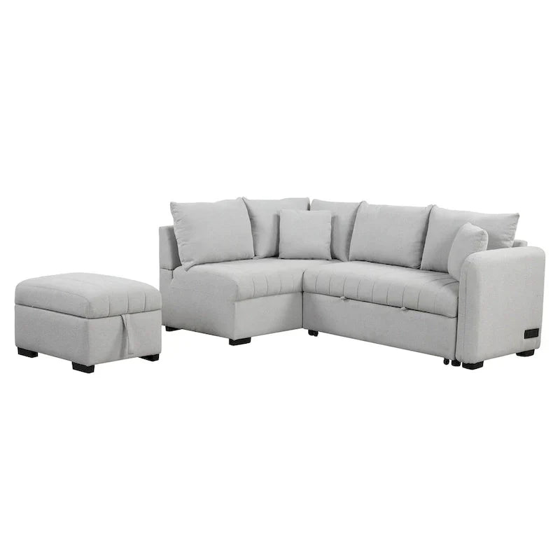 Roomfitters L-Shaped Sleeper Sofa with USB Ports, Power Outlets, and Versatile Storage Ottoman - image 33