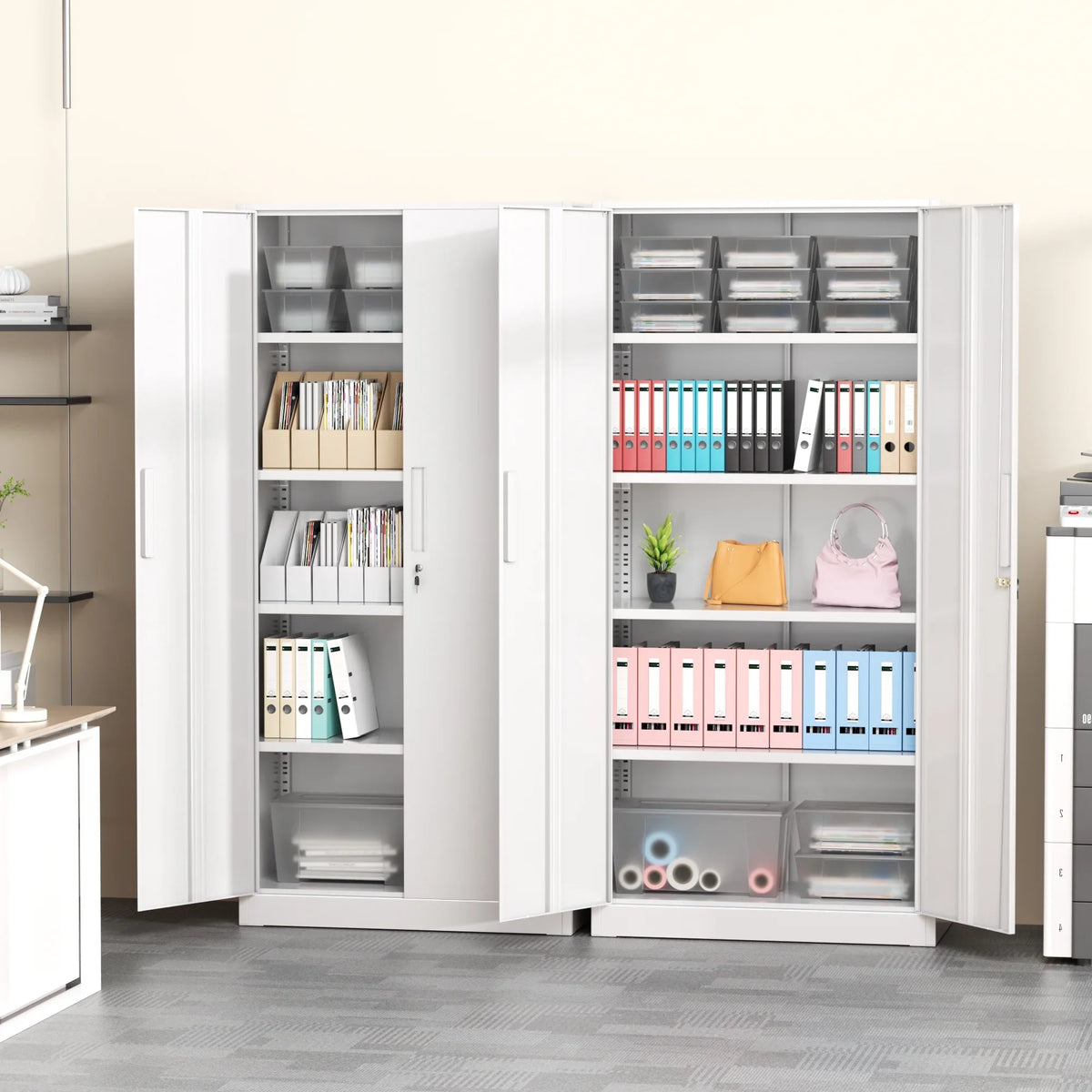 SOLAURA 71" Metal Garage Storage Cabinet with Locking Doors and Adjustable Shelves for Home, Office(Black) - image 55