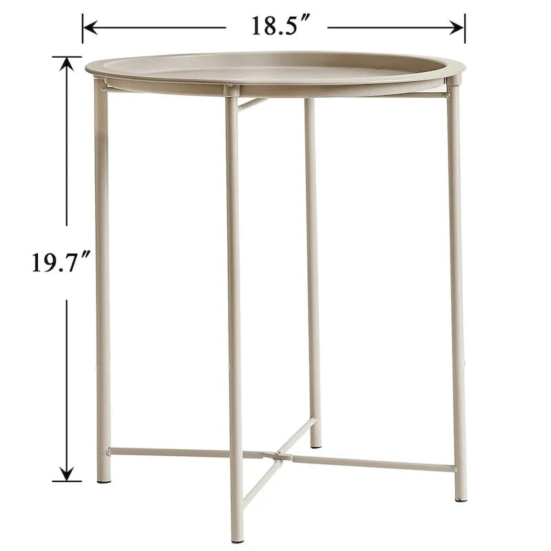 Javlergo Set of 2 Folding Round Steel TV Tray Tables - Compact Side Tables, No Assembly Needed - Dimensions: 18.5 x 18.5 x 19.7 in - image 14