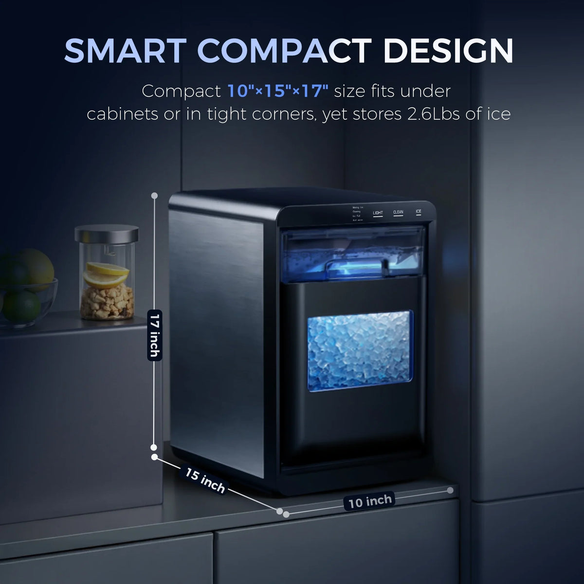 Simzlife Nugget Ice Maker Countertop, 44.9lbs per Day Chewable Pebble Nugget Ice Machine with Touch Screen for Home, Kitchen, Office, Stainless Steel, Black - image 9
