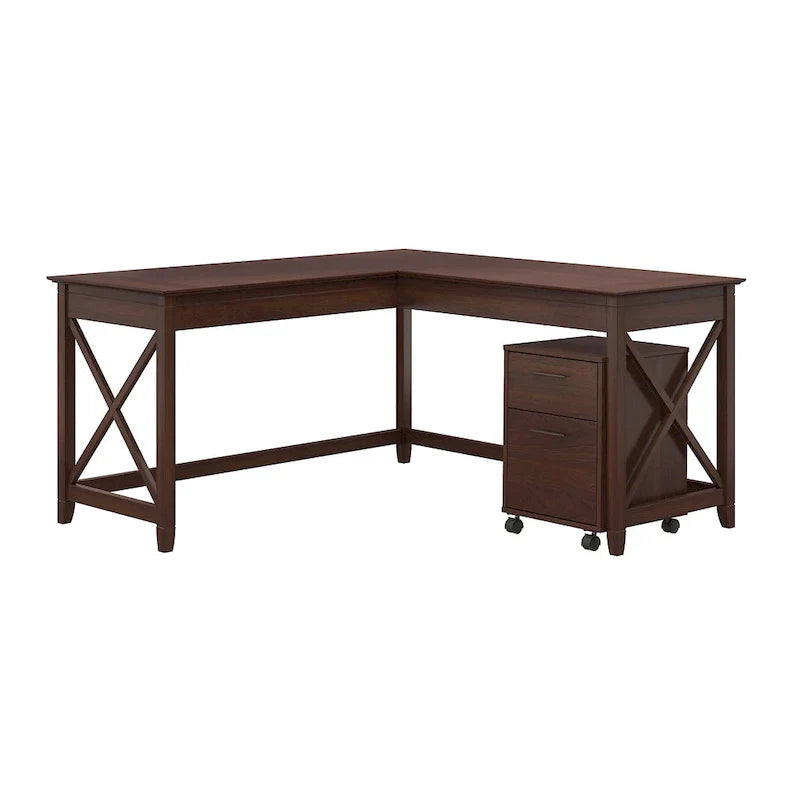Bush Furniture Key West 60-Inch L-Shaped Desk with Rolling File Cabinet - image 3